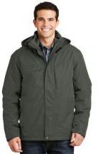 Port Authority Adult Unisex 100% polyester Herringbone 3-in-1 Parka Jacket With Hood and Pockets.